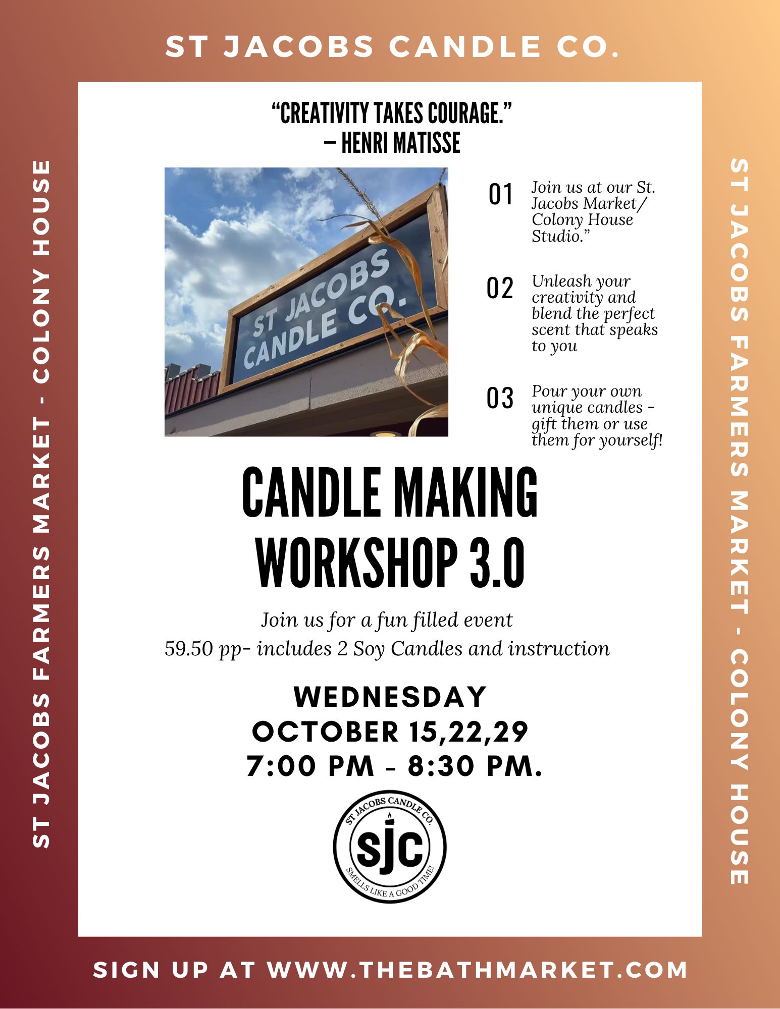Candle Making Workshop 3.0 - NEW LOCATION - Colony House/St. Jacobs Market